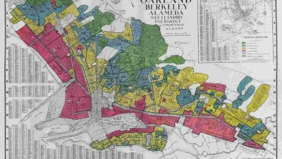 Redlining map of Oakland and Berkeley.